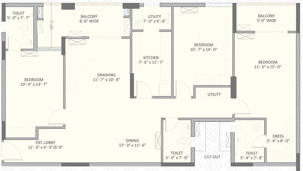 3 BHK Flat in Ashiana Regal in Raghunathpur, Bhubaneswar - Image 879845