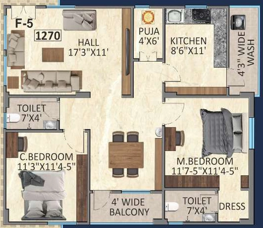 2 BHK Flat in Aakruthi Arcadia in Gajulramaram, Hyderabad - Image 880816