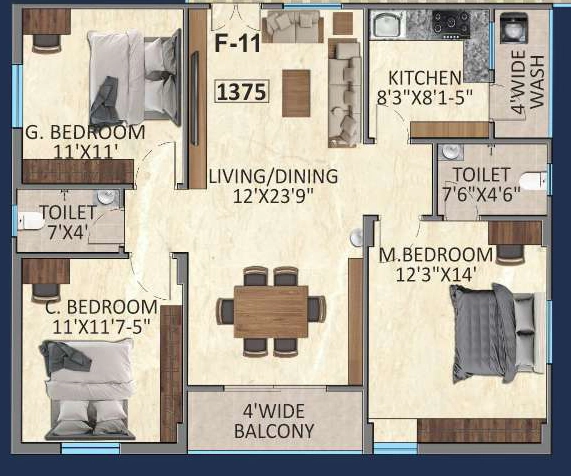 3 BHK Flat in Aakruthi Arcadia in Gajulramaram, Hyderabad - Image 880817