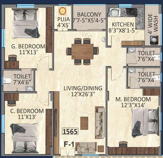 3 BHK Flat in Aakruthi Arcadia in Gajulramaram, Hyderabad - Image 880818