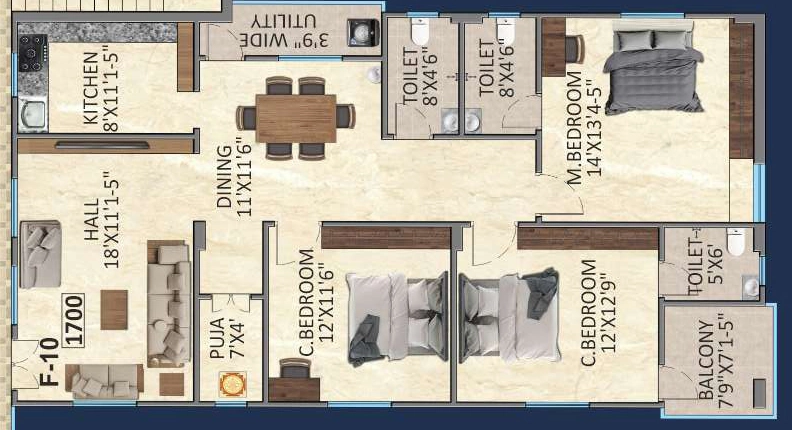 3 BHK Flat in Aakruthi Arcadia in Gajulramaram, Hyderabad - Image 880819