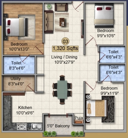 3 BHK Flat in JK Platinum Heights in Isnapur, Hyderabad - Image 880850