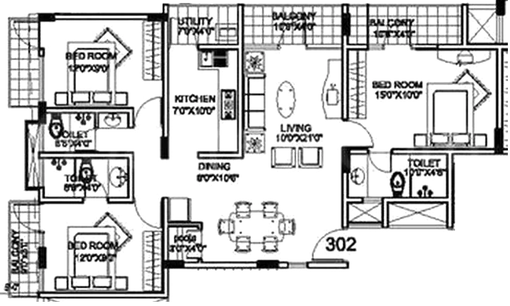 3 BHK Flat in Orbis LN Residency in Padmanabhanagar, Bangalore - Image 881483