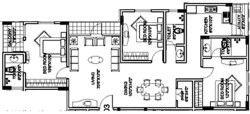 3 BHK Flat in Orbis LN Residency in Padmanabhanagar, Bangalore - Image 881484