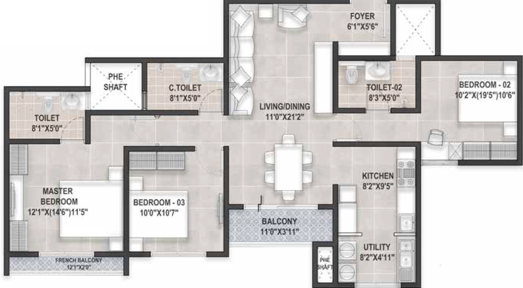 3 BHK Flat in Bren Ananta in Kaggalipura, Bangalore - Image 881780