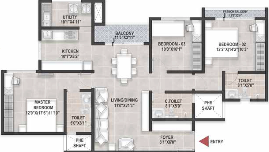 3 BHK Flat in Bren Ananta in Kaggalipura, Bangalore - Image 881781