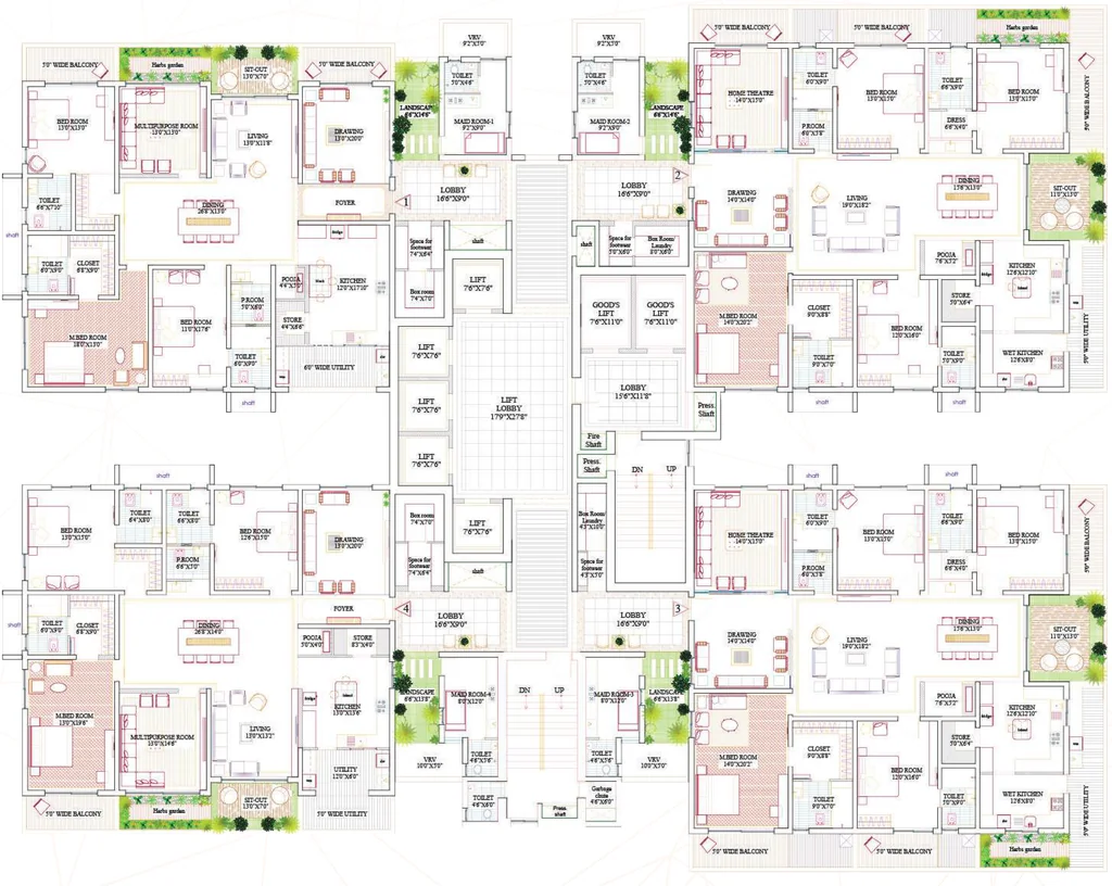 Floor Plan of Encanto by Lansum & MK Realty in Puppalaguda, Hyderabad - Image 338608