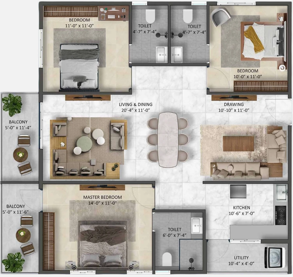 3 BHK Flat in Vaishno Sapphire in Kollur, Hyderabad - Image 882136