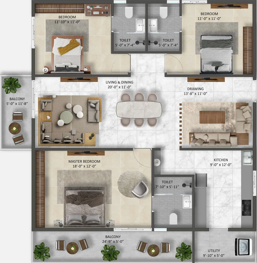 3 BHK Flat in Vaishno Sapphire in Kollur, Hyderabad - Image 882138