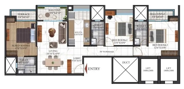 3 BHK Flat in Shriram The Spectrum in Undri, Pune - Image 882183