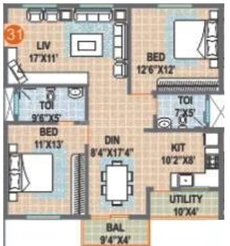 2 BHK Flat in Sumadhura Srinivasam in Whitefield, Bangalore - Image 882306