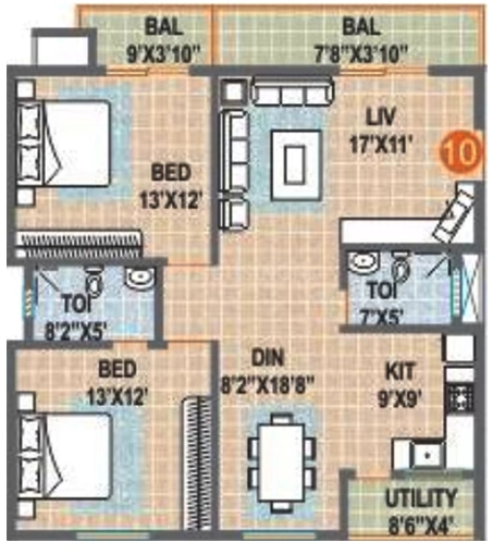 2 BHK Flat in Sumadhura Srinivasam in Whitefield, Bangalore - Image 882307