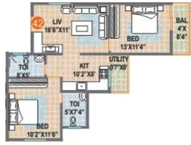 2 BHK Flat in Sumadhura Srinivasam in Whitefield, Bangalore - Image 882305