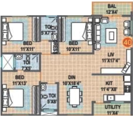 3 BHK Flat in Sumadhura Srinivasam in Whitefield, Bangalore - Image 882308