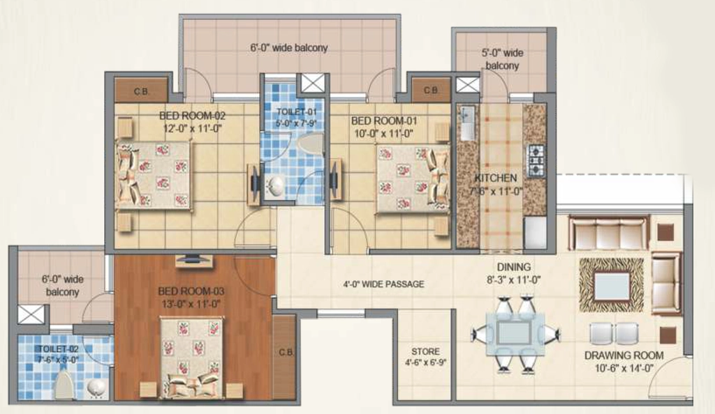 3 BHK Flat in Motiaz Royal Citi in Zirakpur, Chandigarh - Image 882338
