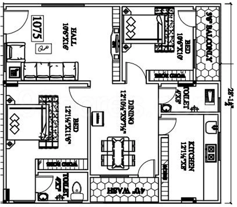 2 BHK Flat in Primark Sri Ram Residency in Gachibowli, Hyderabad - Image 882349