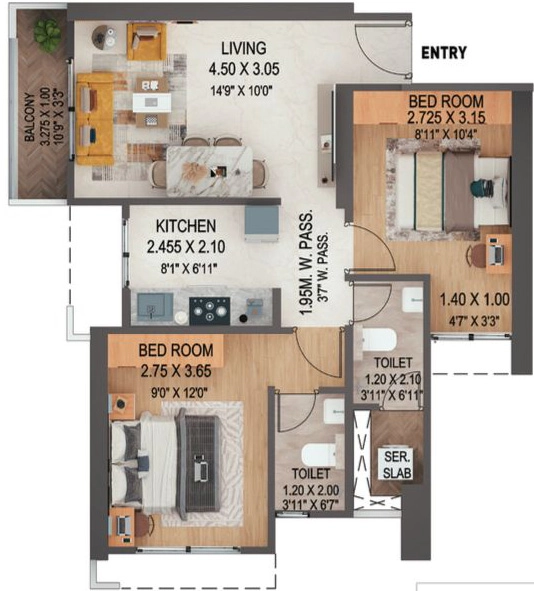 2 BHK Flat in Puraniks Mirai in Kasarvadavali, Thane - Image 882456