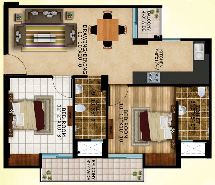 2 BHK Flat in Surat Residency in Vrindavan Yojna, Lucknow - Image 882573