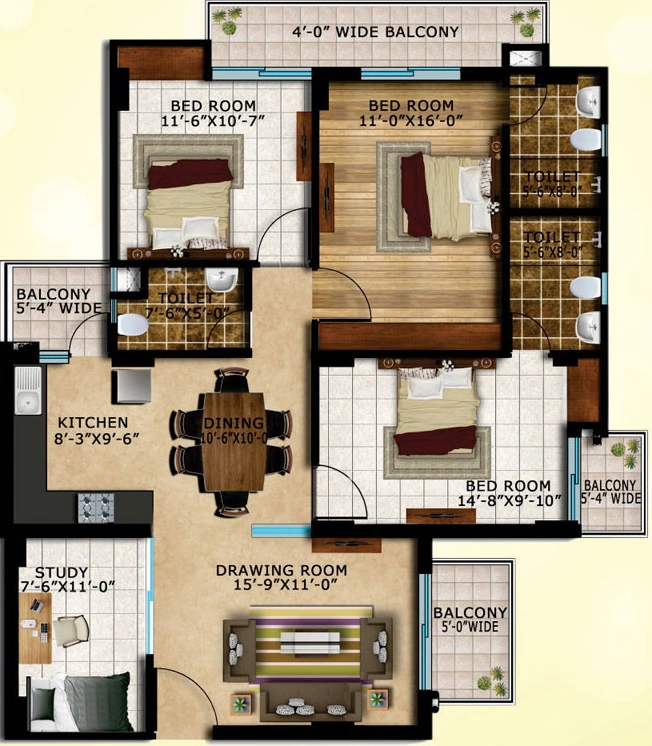 3.5 BHK Flat in Surat Residency in Vrindavan Yojna, Lucknow - Image 882576