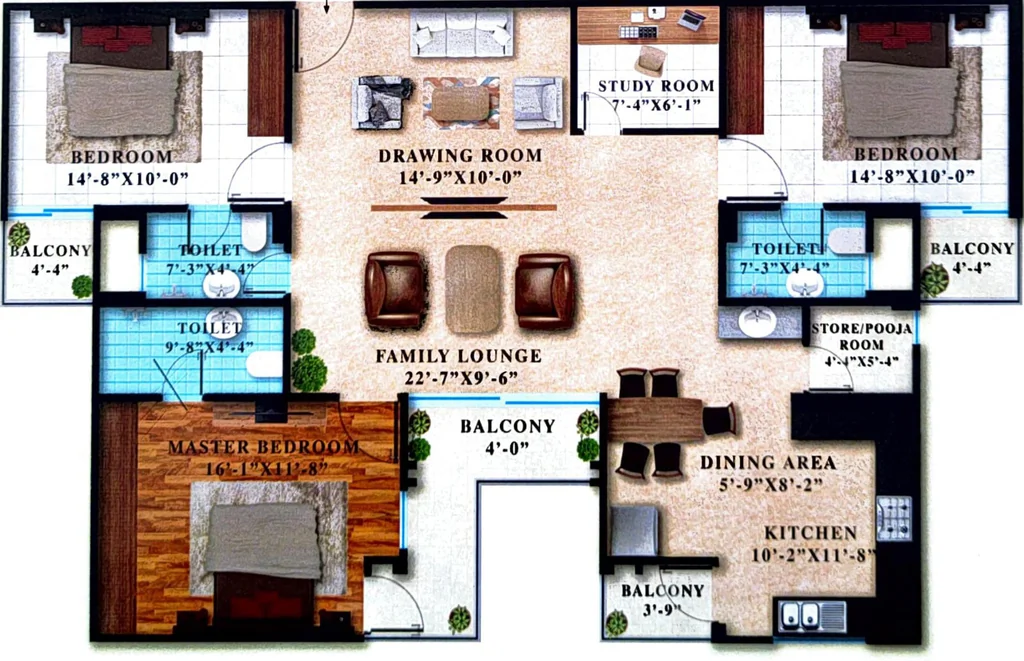 3.5 BHK Flat in Surat Residency in Vrindavan Yojna, Lucknow - Image 882577