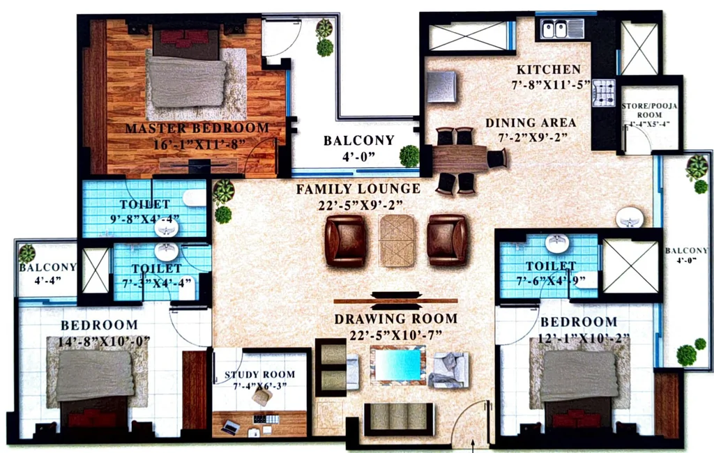 3.5 BHK Flat in Surat Residency in Vrindavan Yojna, Lucknow - Image 882578