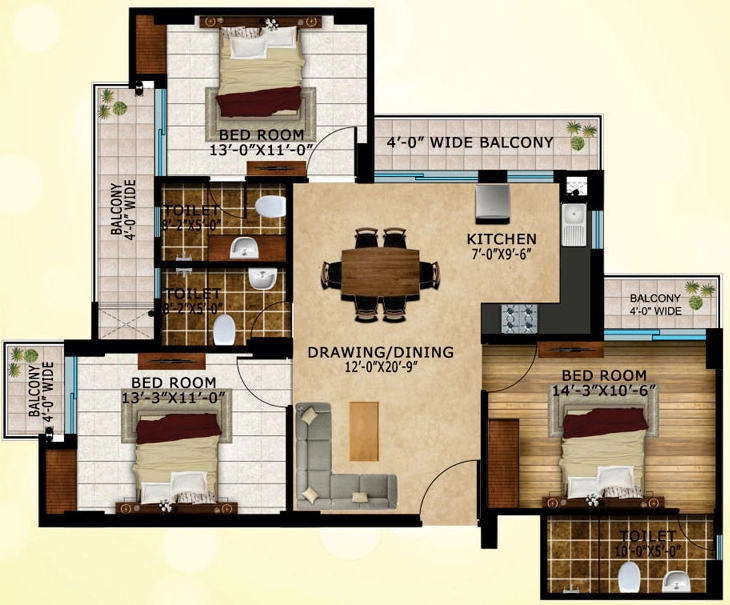 3 BHK Flat in Surat Residency in Vrindavan Yojna, Lucknow - Image 882574