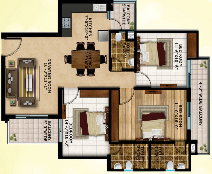 3 BHK Flat in Surat Residency in Vrindavan Yojna, Lucknow - Image 882575