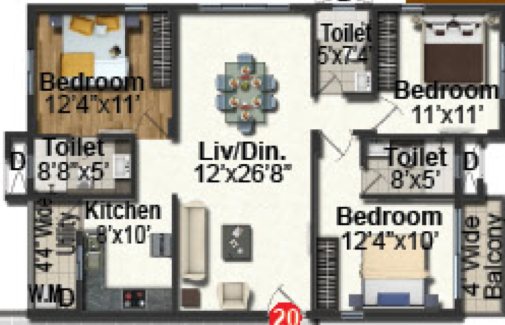 3 BHK Flat in Pavani Sarovar Phase 1 in Whitefield, Bangalore - Image 882772