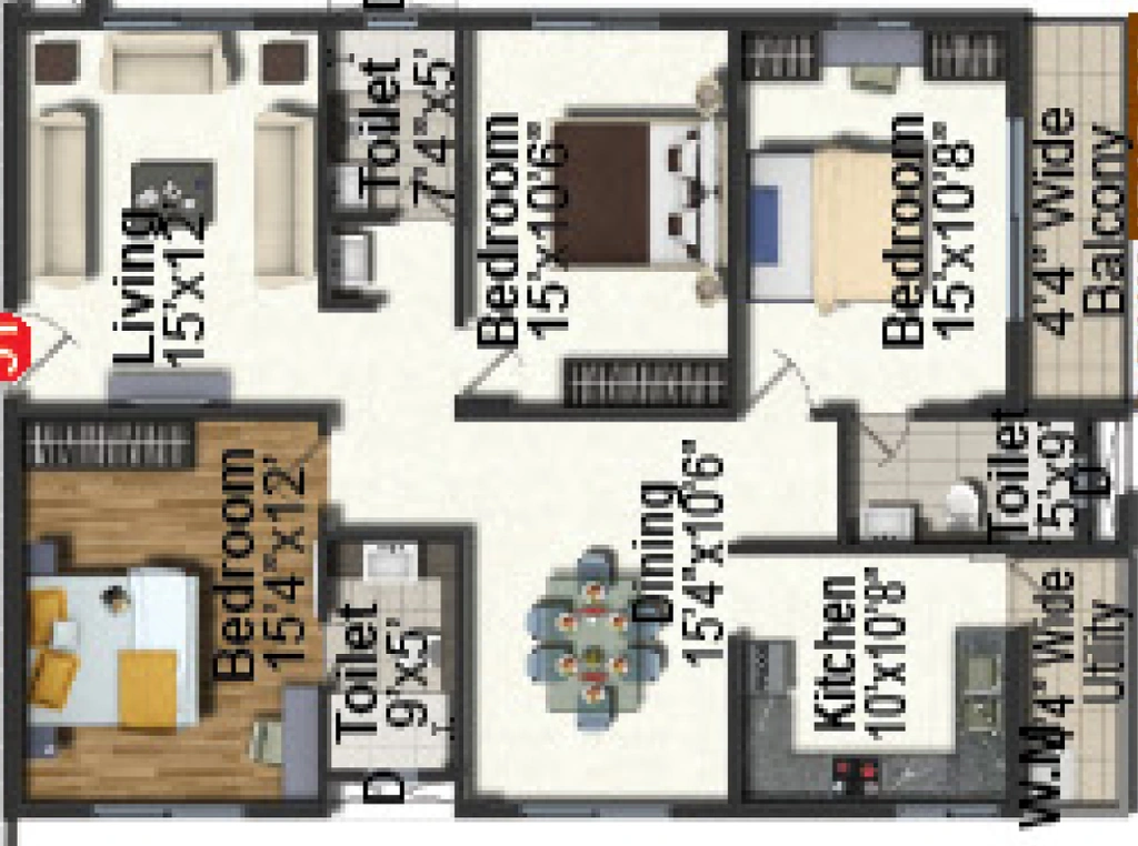 3 BHK Flat in Pavani Sarovar Phase 1 in Whitefield, Bangalore - Image 882774