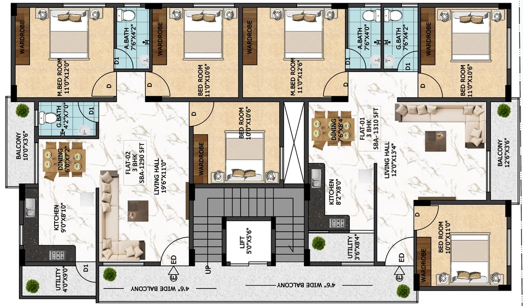 Floor Plan of Srinidhi Enclave in Bannerghatta Main Road, Bangalore - Image 339556