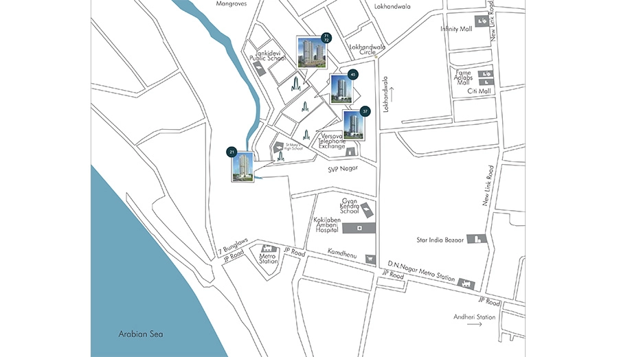 Location of Neminath Luxeria in Andheri West, Mumbai - Image 340116