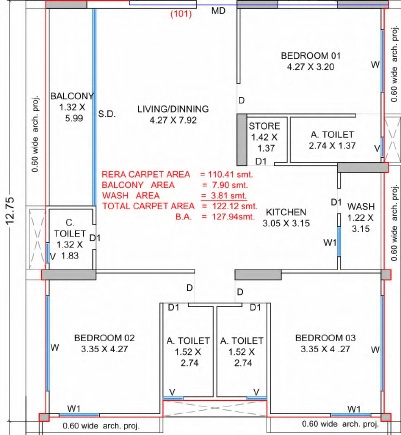 3 BHK Flat in Veer Arihanta in Adajan, Surat - Image 883221