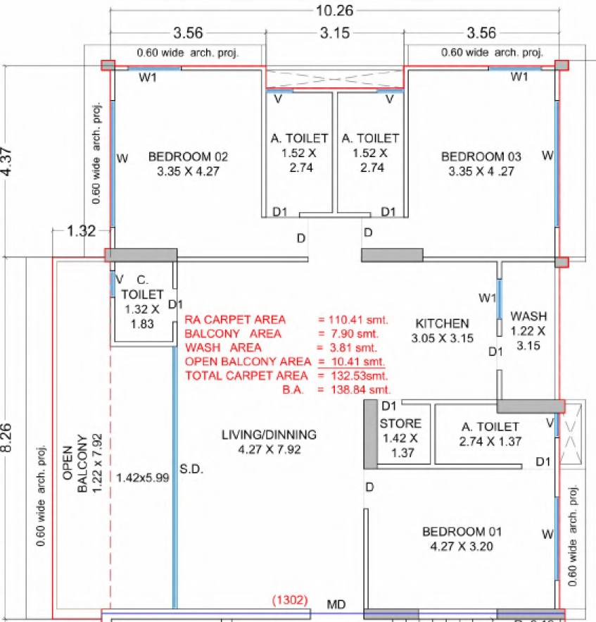 3 BHK Flat in Veer Arihanta in Adajan, Surat - Image 883222