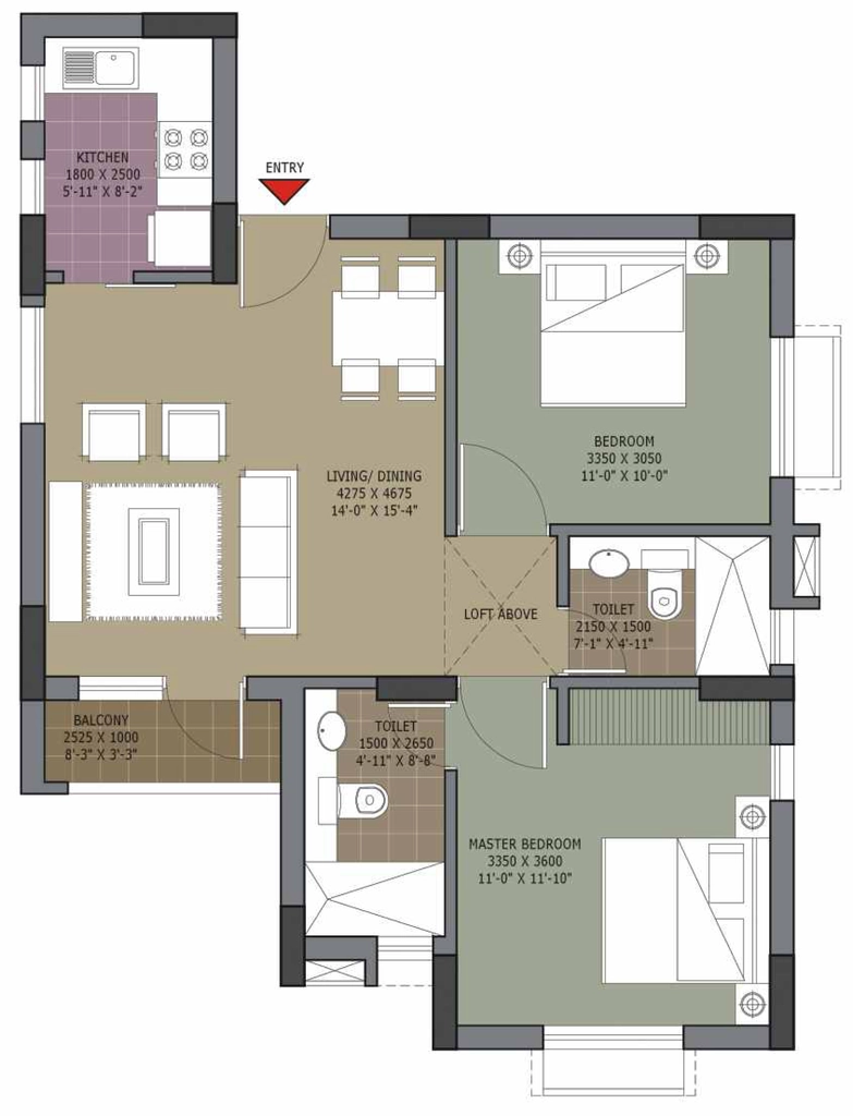2 BHK Flat in Unitech Uniworld City in New Town, Kolkata - Image 883515