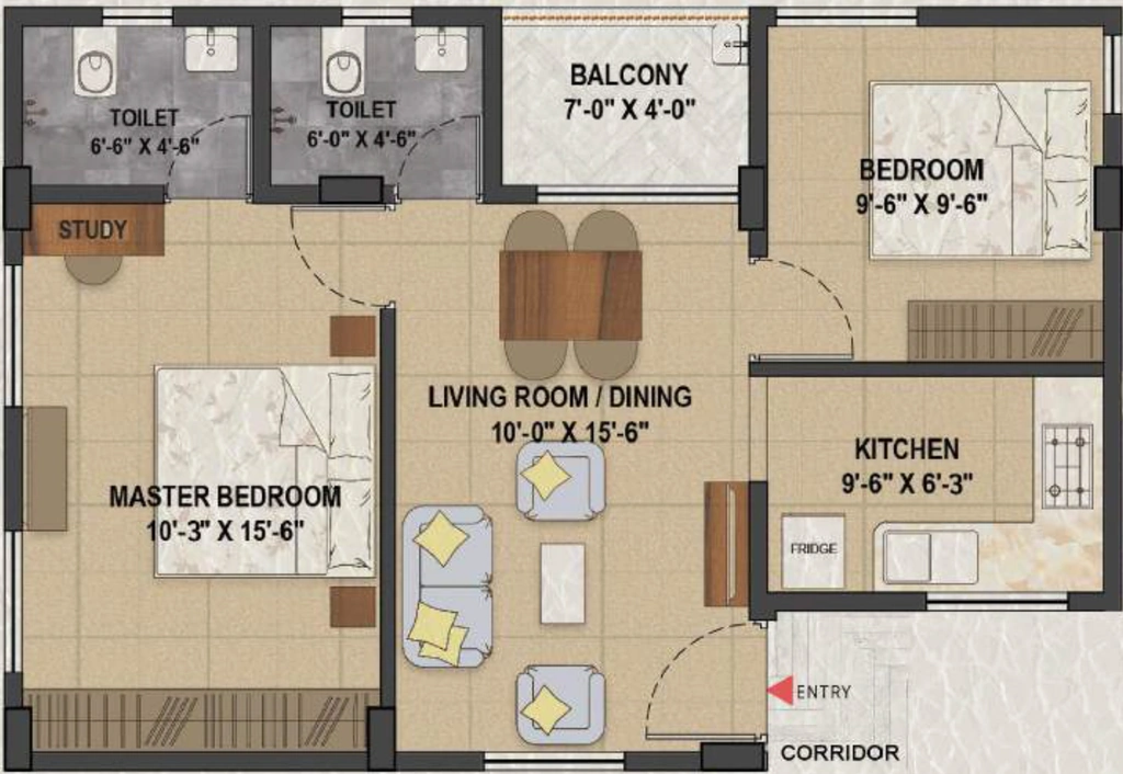 2 BHK Flat in Jagannaath Vedaanta in Peelamedu, Coimbatore - Image 883733