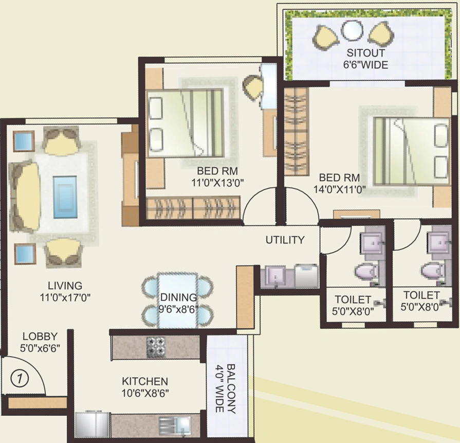 2 BHK Flat in Madhoor Maitri in Mahatma Nagar, Nashik - Image 883752