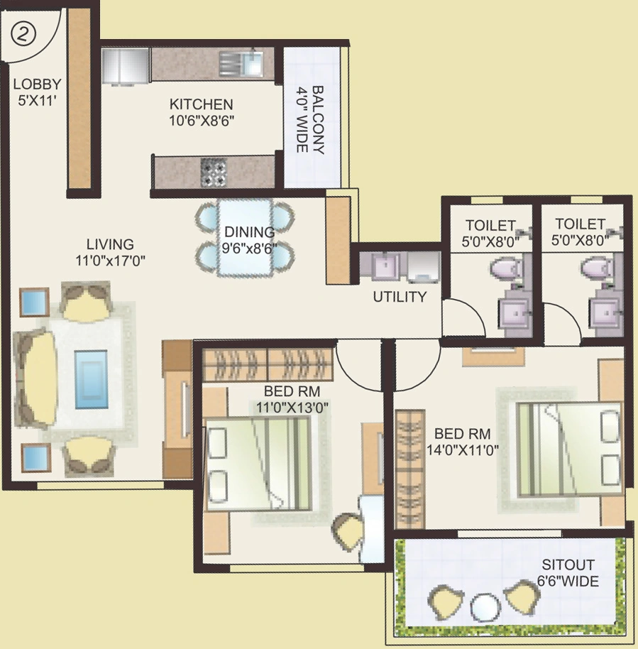 2 BHK Flat in Madhoor Maitri in Mahatma Nagar, Nashik - Image 883753