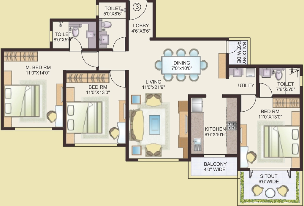 3 BHK Flat in Madhoor Maitri in Mahatma Nagar, Nashik - Image 883754