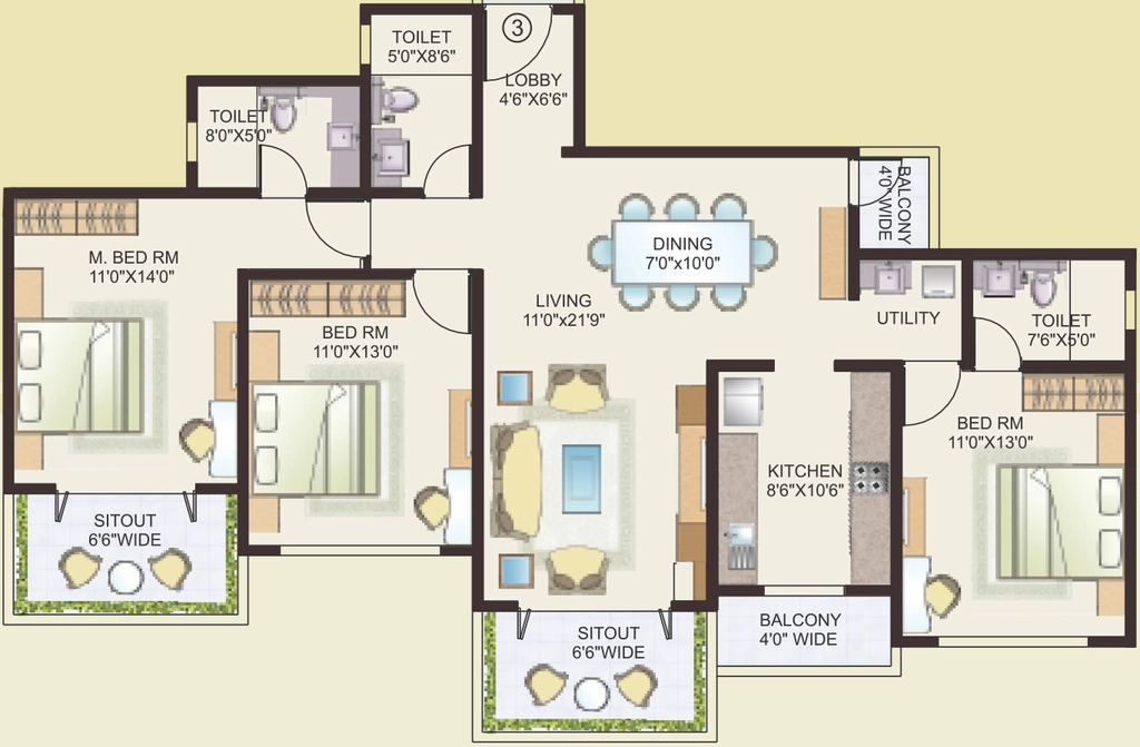 3 BHK Flat in Madhoor Maitri in Mahatma Nagar, Nashik - Image 883755