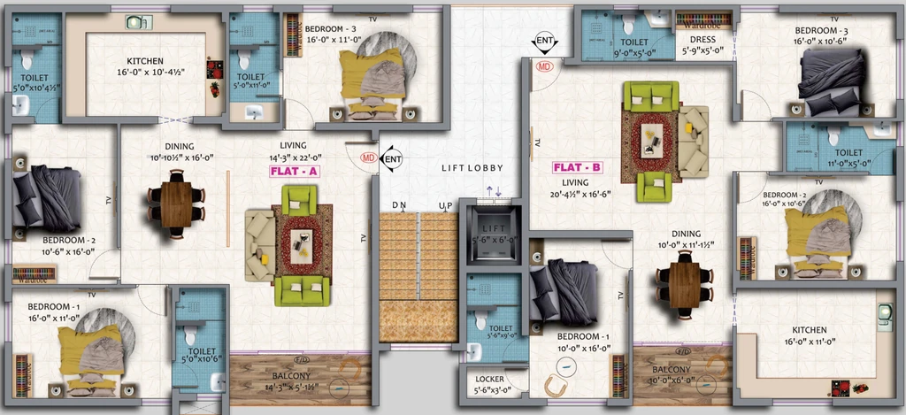 Floor Plan of Dhiya Urbanite in Ganapathy, Coimbatore - Image 341554