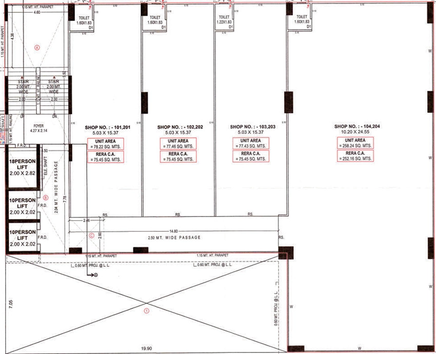 Floor Plan of Shyam Central Square in Raysan, Gandhinagar - Image 341716