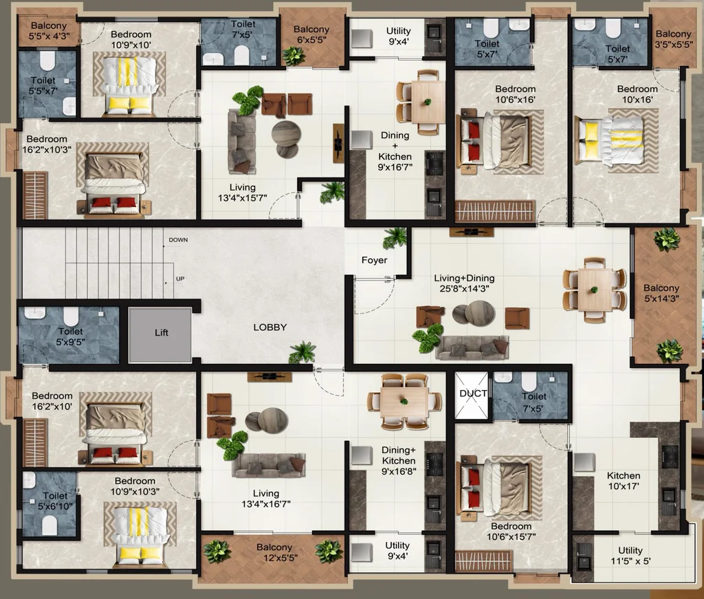 Floor Plan of Sukras French Castle in Saibaba Colony, Coimbatore - Image 341753