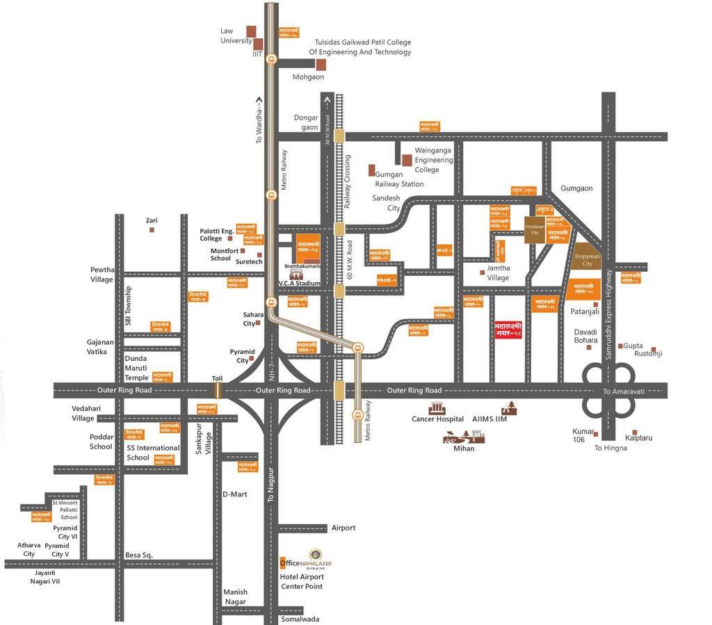Location of Mahalaxmi Nagar 28 Sector 1 in Jamtha, Nagpur - Image 342740