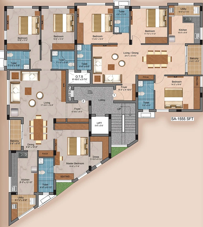 Floor Plan of Preetha NK Enclave in Raja Annamalai Puram, Chennai - Image 343096