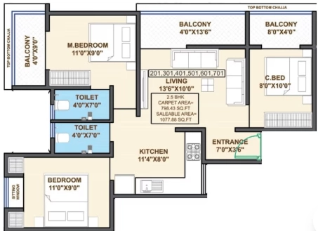 2.5 BHK Flat in Siddhivinayak Celestial in Charholi, Pune - Image 885241
