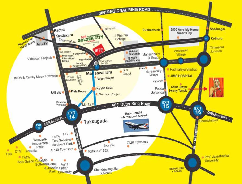 Location of SRR Maheshwaram Golden City in Shadnagar, Hyderabad - Image 343557