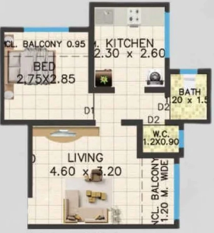 1 BHK Flat in Yashraj Paradise in Kalyan East, Thane - Image 885383