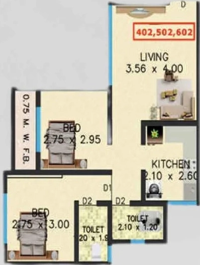 2 BHK Flat in Yashraj Paradise in Kalyan East, Thane - Image 885384