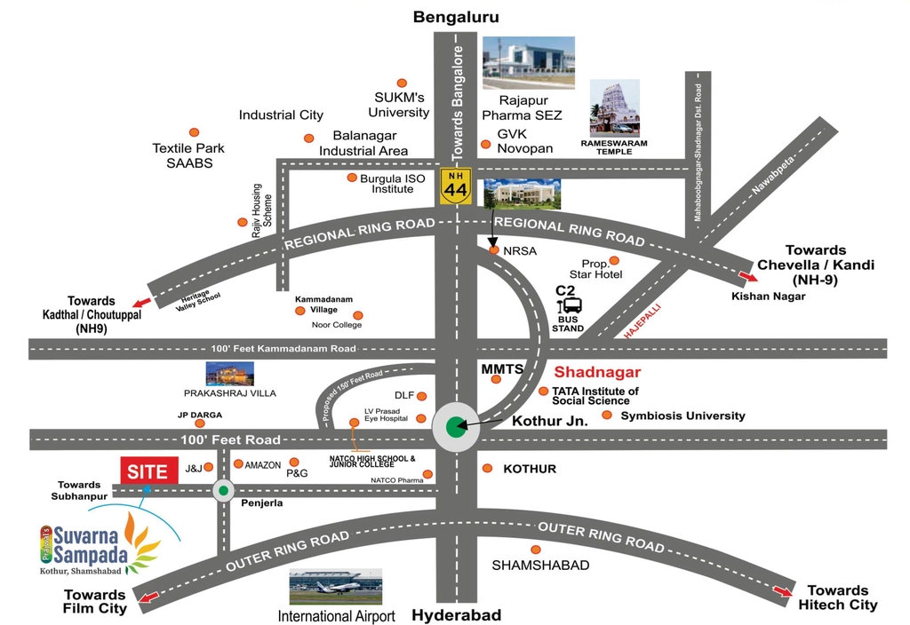 Location of Suvarnabhoomi Prajwals Suvarna Sampada in Shadnagar, Hyderabad - Image 343648