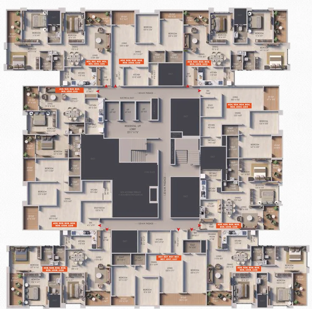 Floor Plan of Awadh One in Warje, Pune - Image 343814